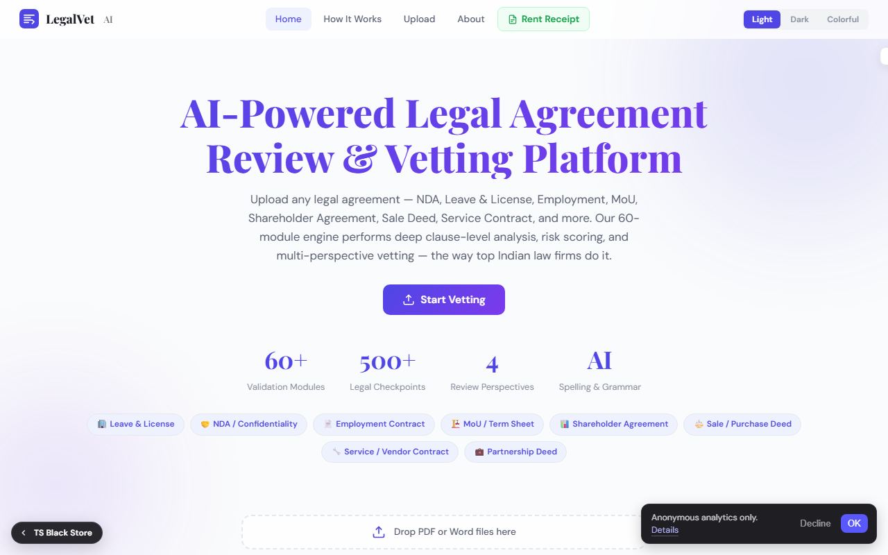 Screenshot of Agreement Validator
