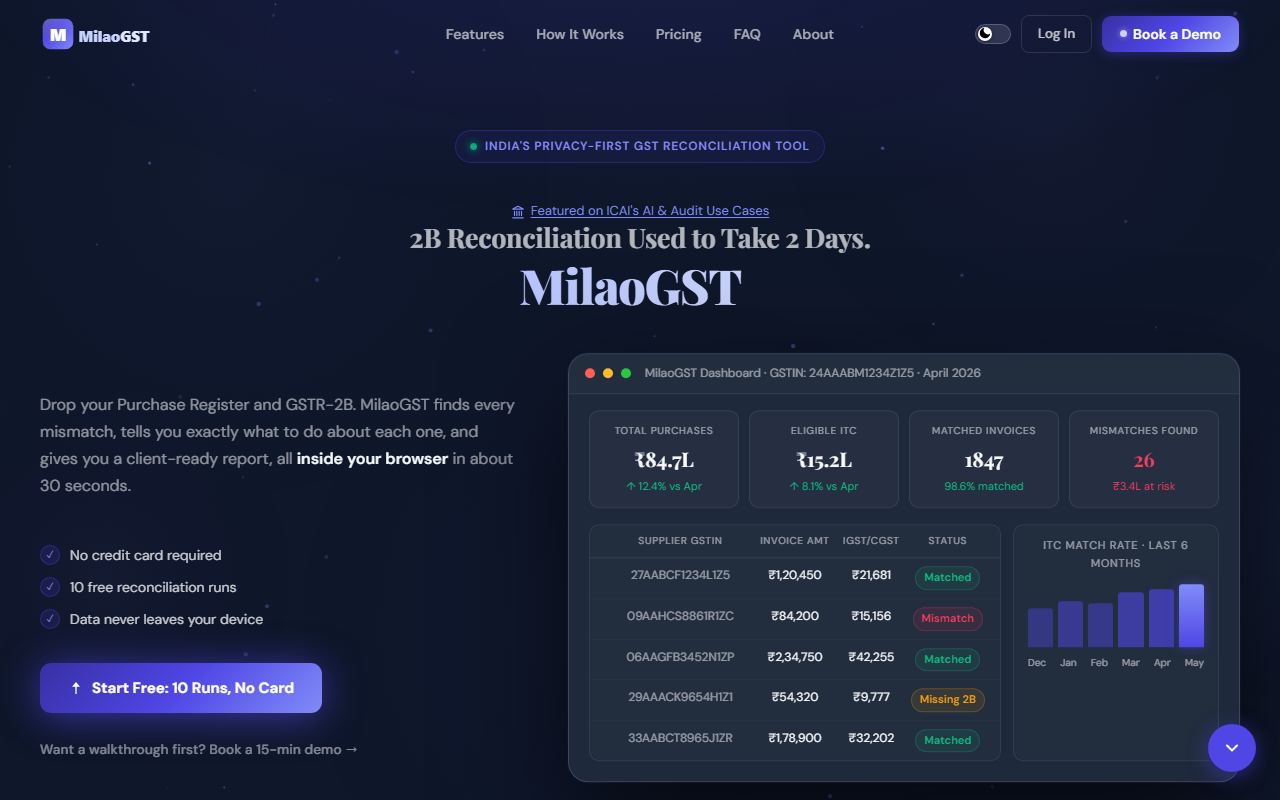 Screenshot of Milao GST