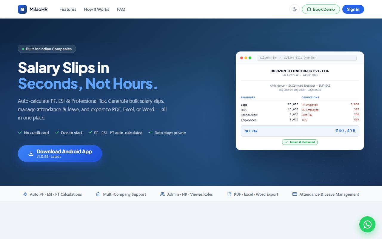 Screenshot of Milao HR