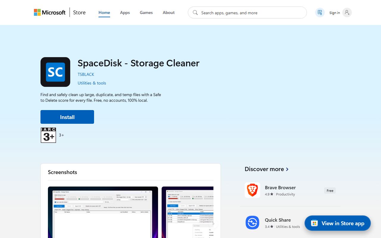 Screenshot of SpaceDisk - Storage Cleaner