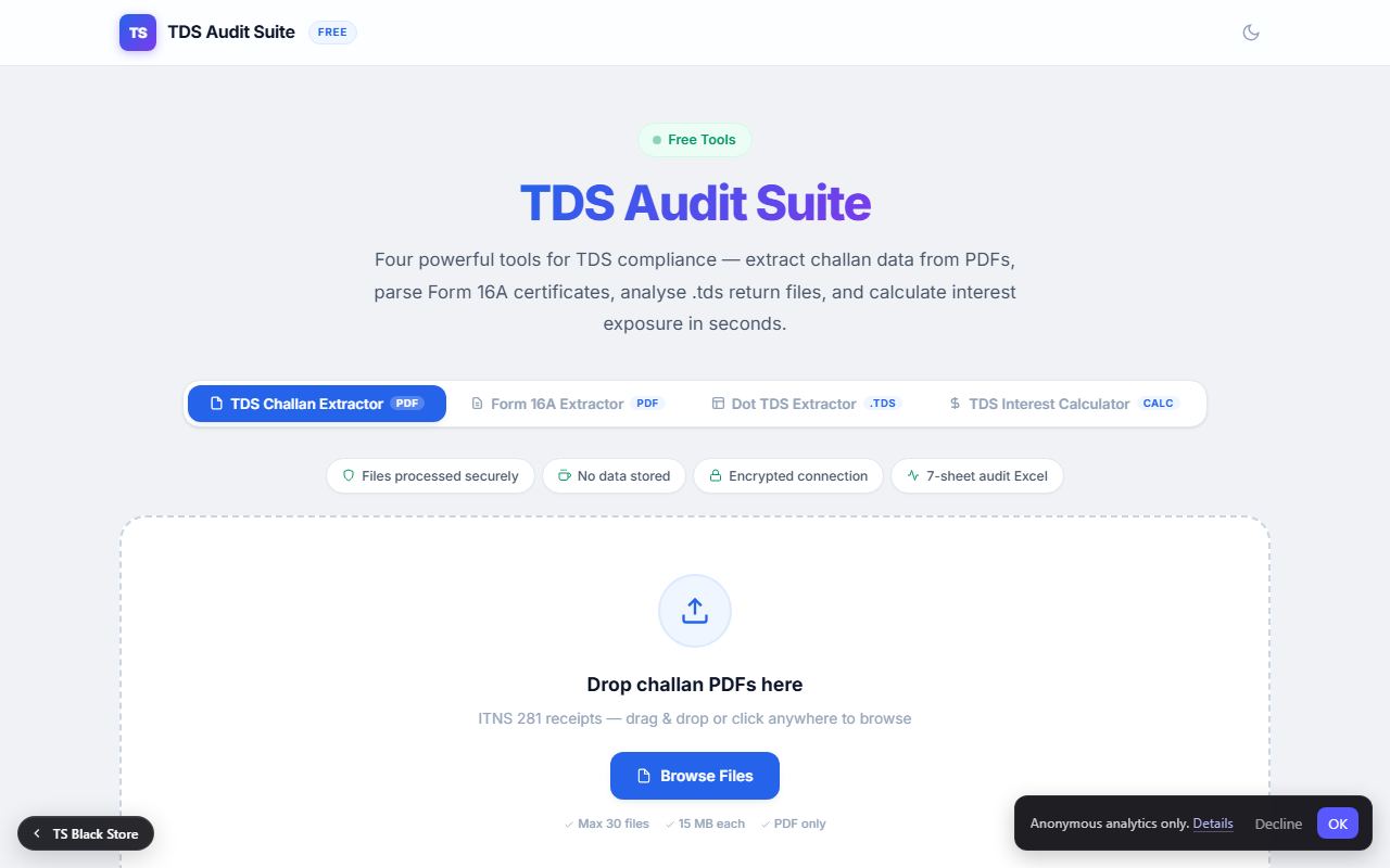 Screenshot of TDS Audit Suite