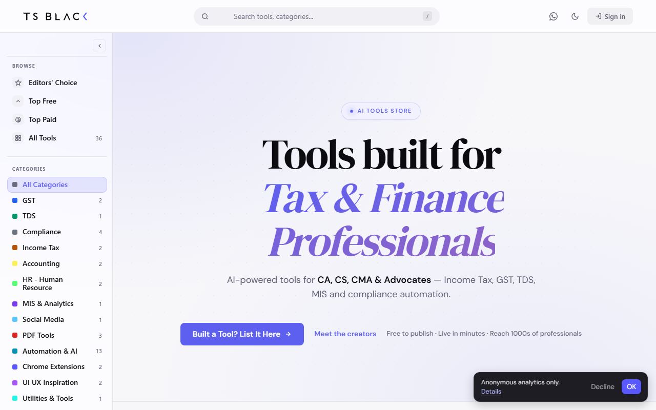 Screenshot of TS Black